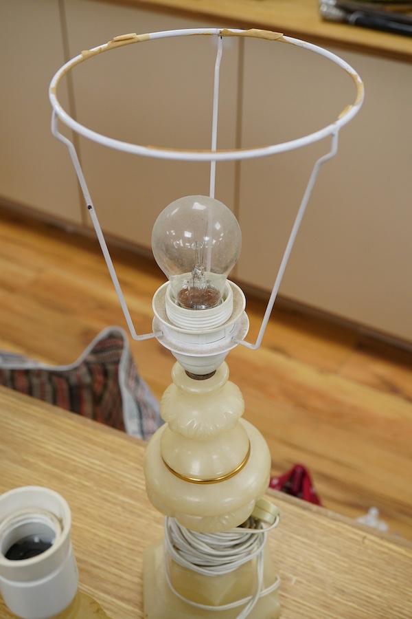 Three alabaster table lamps